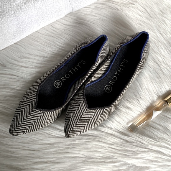 Rothy's Shoes - ROTHY'S Flannel Grey Herringbone Point Ballet Flats | US 7